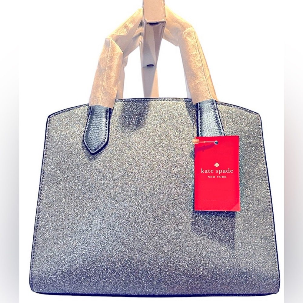 NWT Discontinued RARE Kate Spade Glitter Tinsel Satchel in Sky Blue - Picture 5 of 6